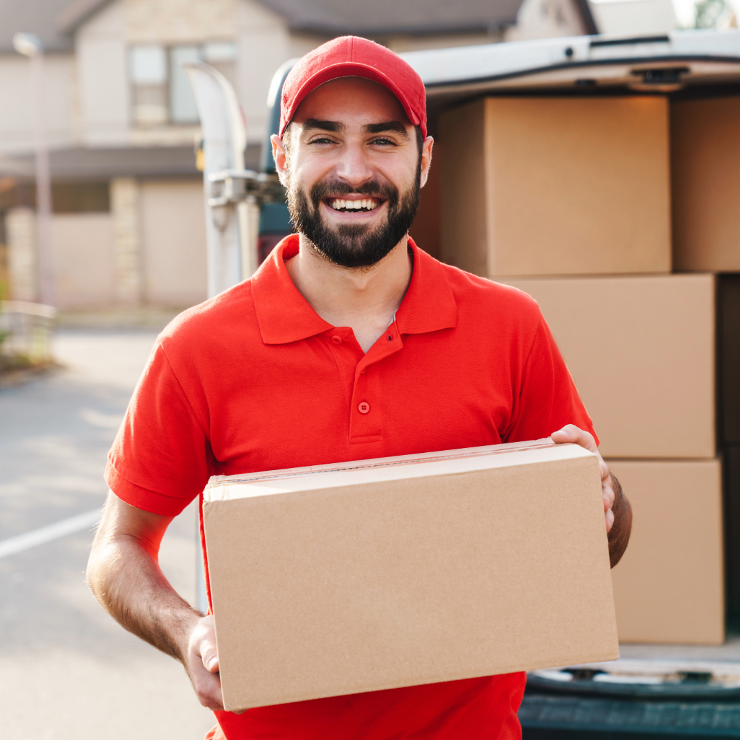 Delivery worker with boxes